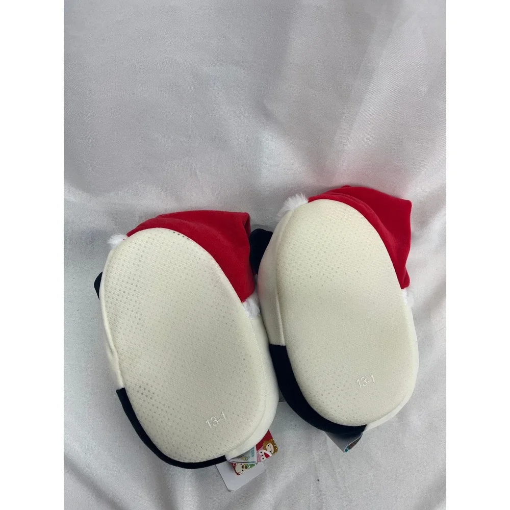 Squishmallows Santa Hat Cat Cam Slippers Kids Youth 13/1 Off-White Holiday New